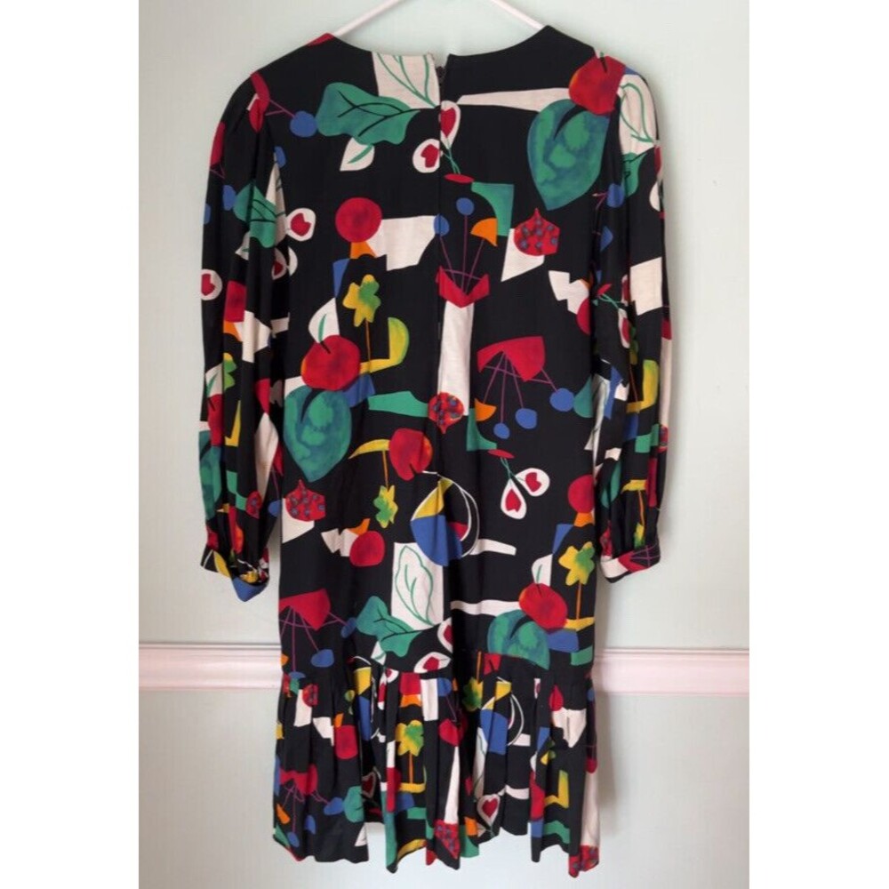 Helga‎ 80s Neiman Marcus  Floral Print Drop Waist Dress Size 12 Vintage Belt - Picture 6 of 10